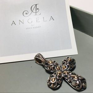 Angela by John hardy 14K gold cross pendant 925